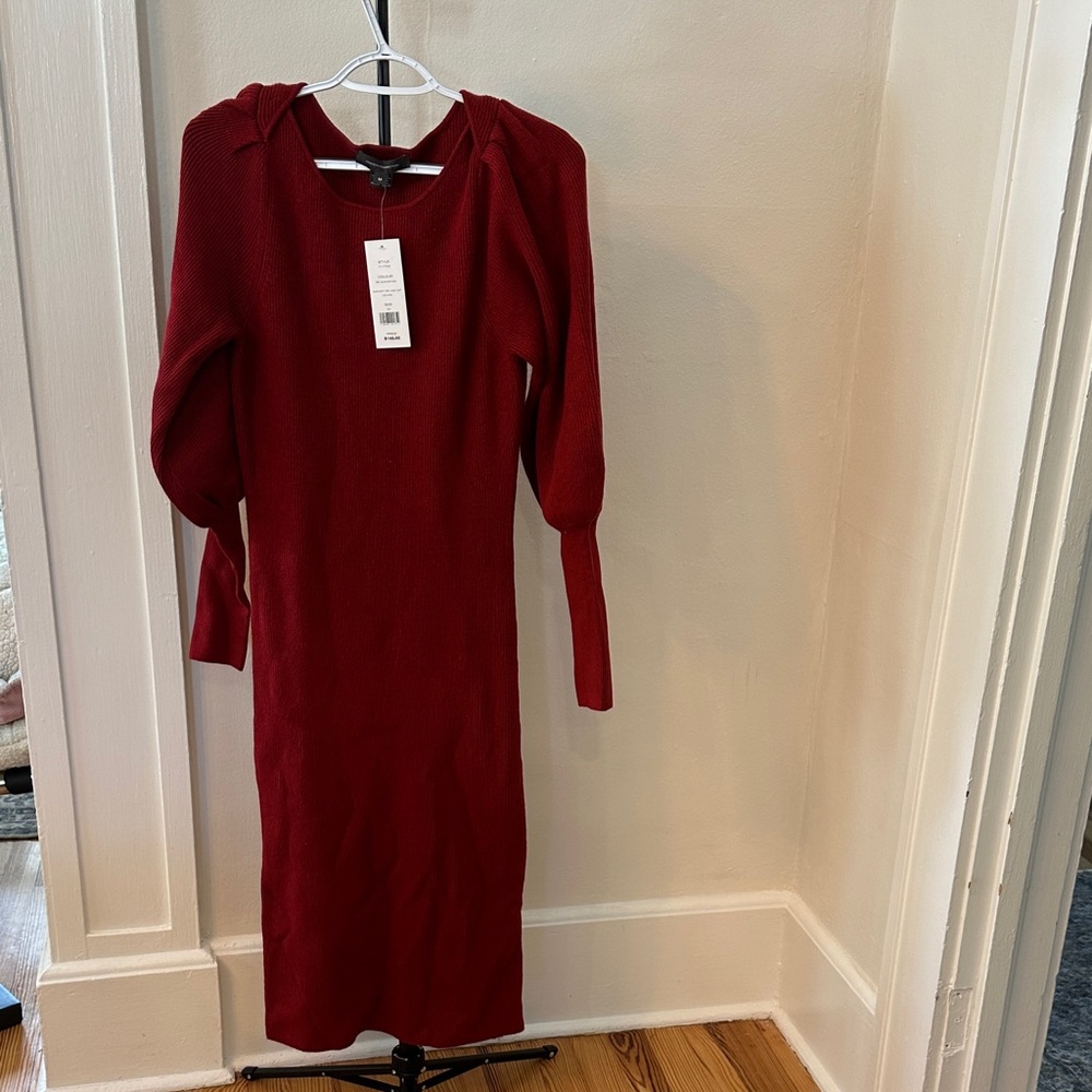 French Connection Deep Red Long Sleeve Dress